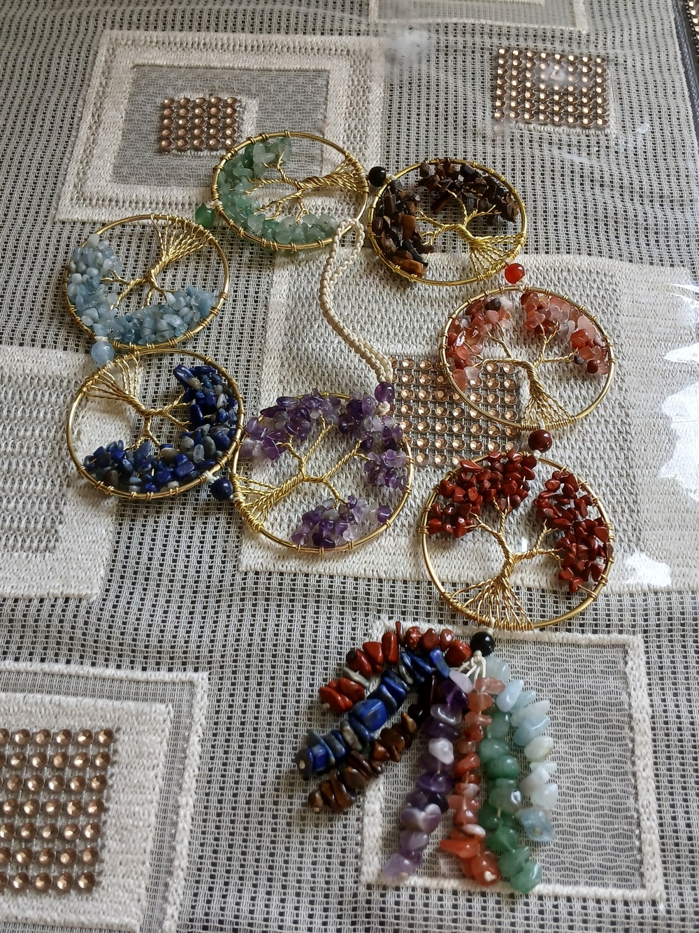 7 Chakra Stones Healing Crystals Life Tree Wall Hanging Ornament Decoration